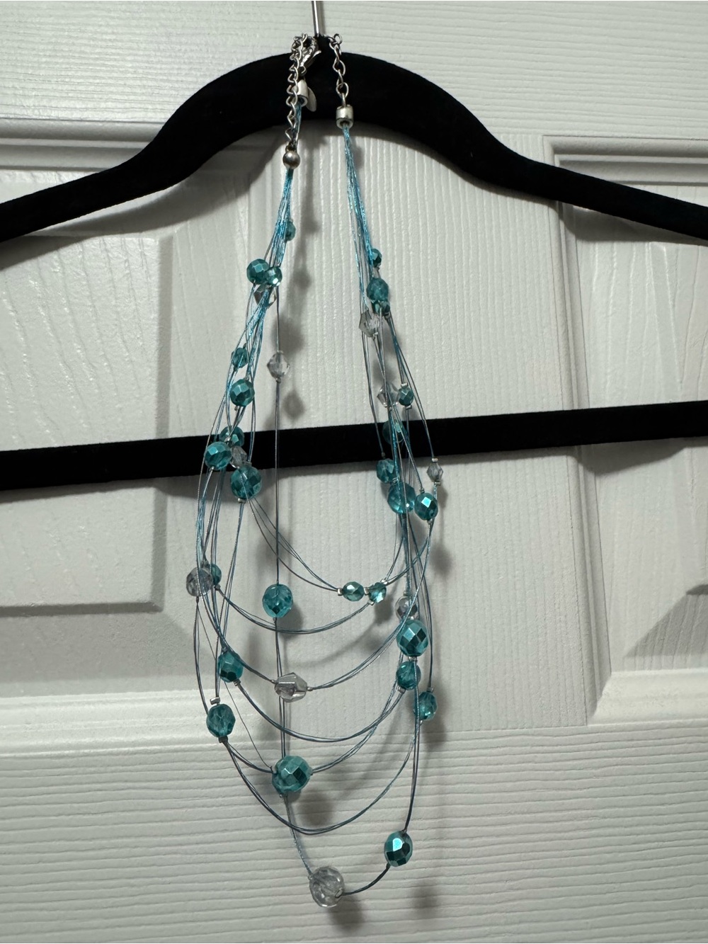 J. Jill Teal and Silver Multi-Strand Beaded Necklace